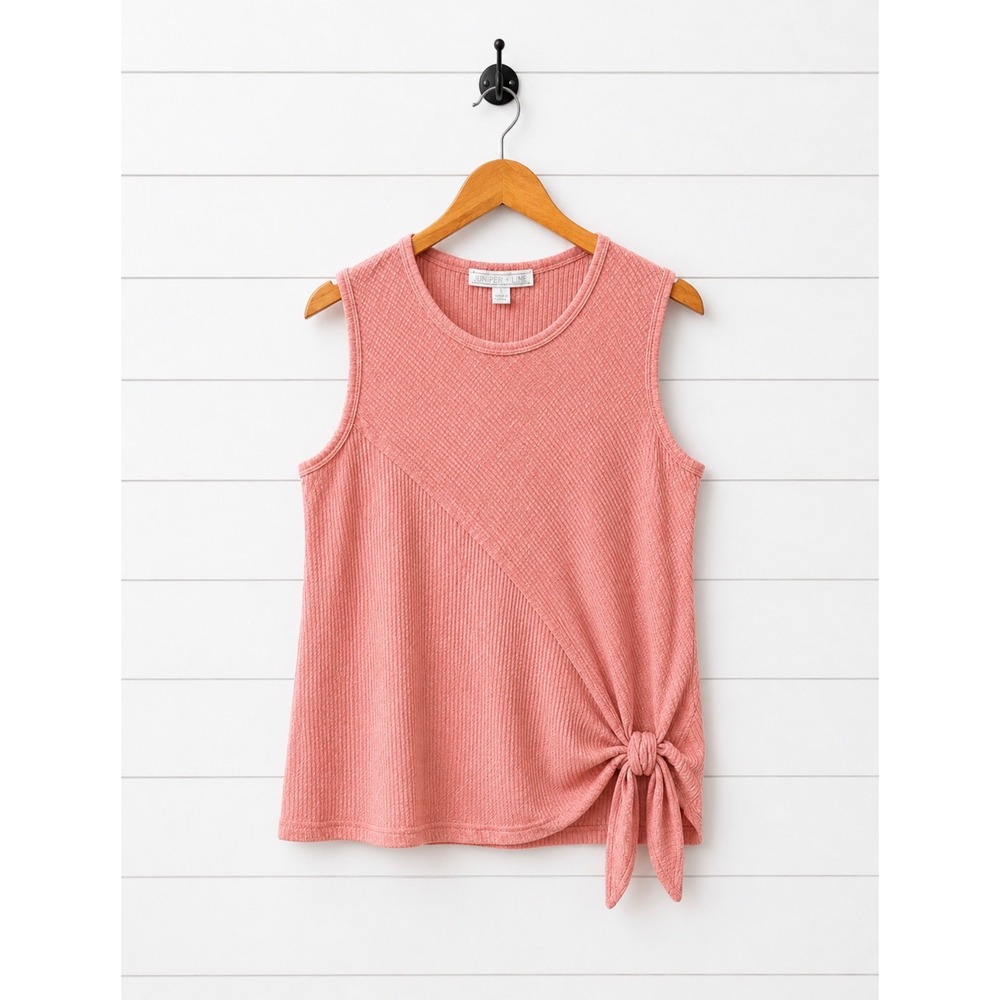 Juniper + Lime Large Coral Ribbed Side Tie Sleeveless Tank Top